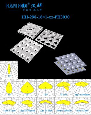50×50mm Size 16pcs 25°/55°/90°/120°/45145/T3S/T3M/T5S/T2S/T4M/T2M Available 3030LEDs Glare-Free Easy- Installation Flood Lighting Lens