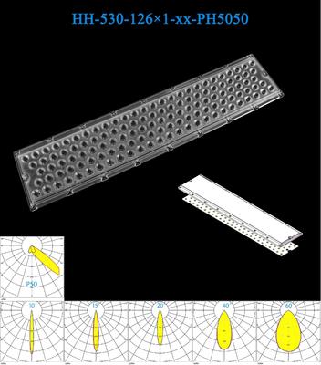 High Transmittance Glare Reduction PC Material Lens for Stadium Lighting 520×116×11.8mm Floodlights 126PCS 3737 5050LEDs