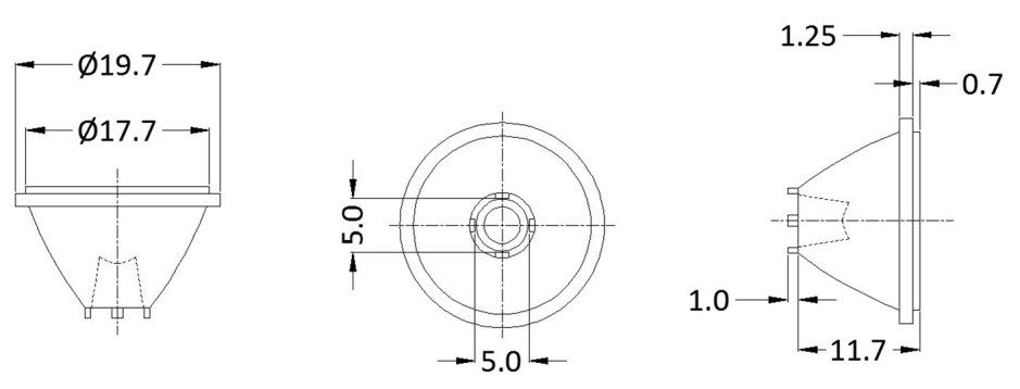 PC/PMMA Material Φ19.7mm Size Precision Dimensions High Transmittance Single Lens For Brighten