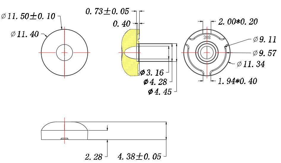 PMMA Material High Transmittance 2835LEDs φ11.5mm Size Indoor Lighting Lens