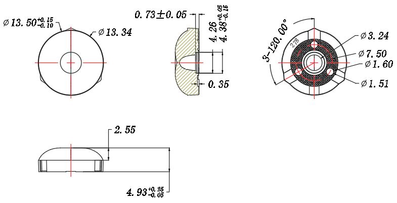PMMA Durable Material φ13.5mm Size 2835LEDs Indoor Lighting Lens