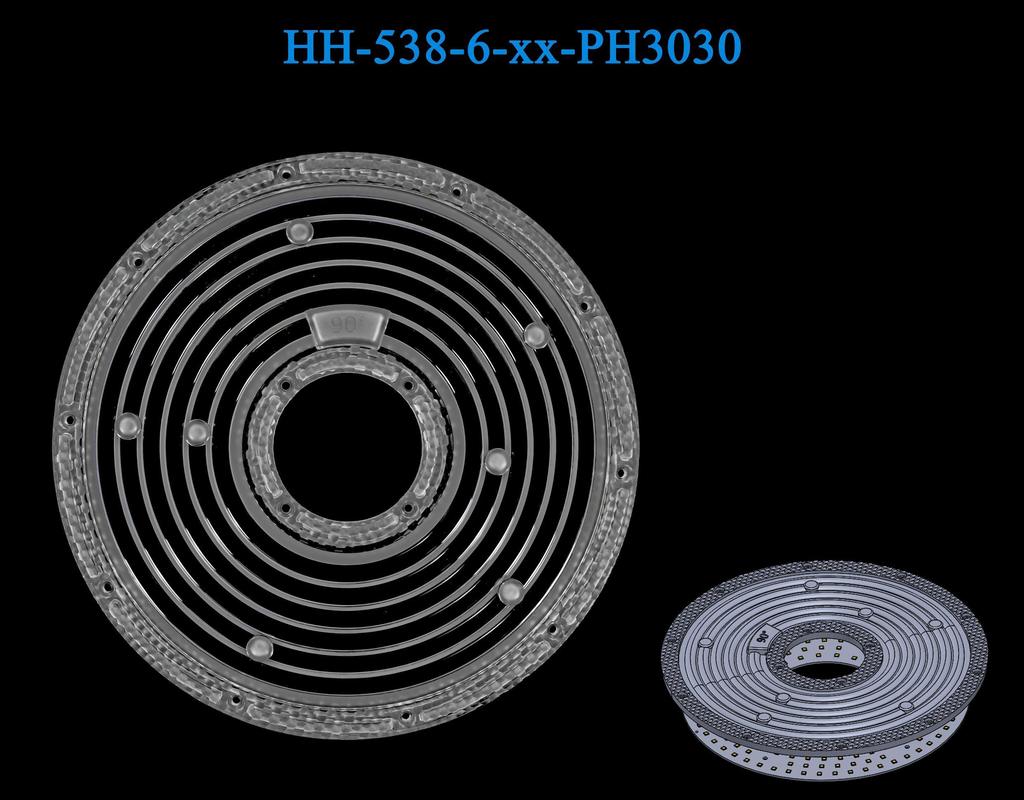Φ225mm Dimensions 2835 LEDs High Efficient Save Energy Lens For 6 Rings UFO High Bay Lighting